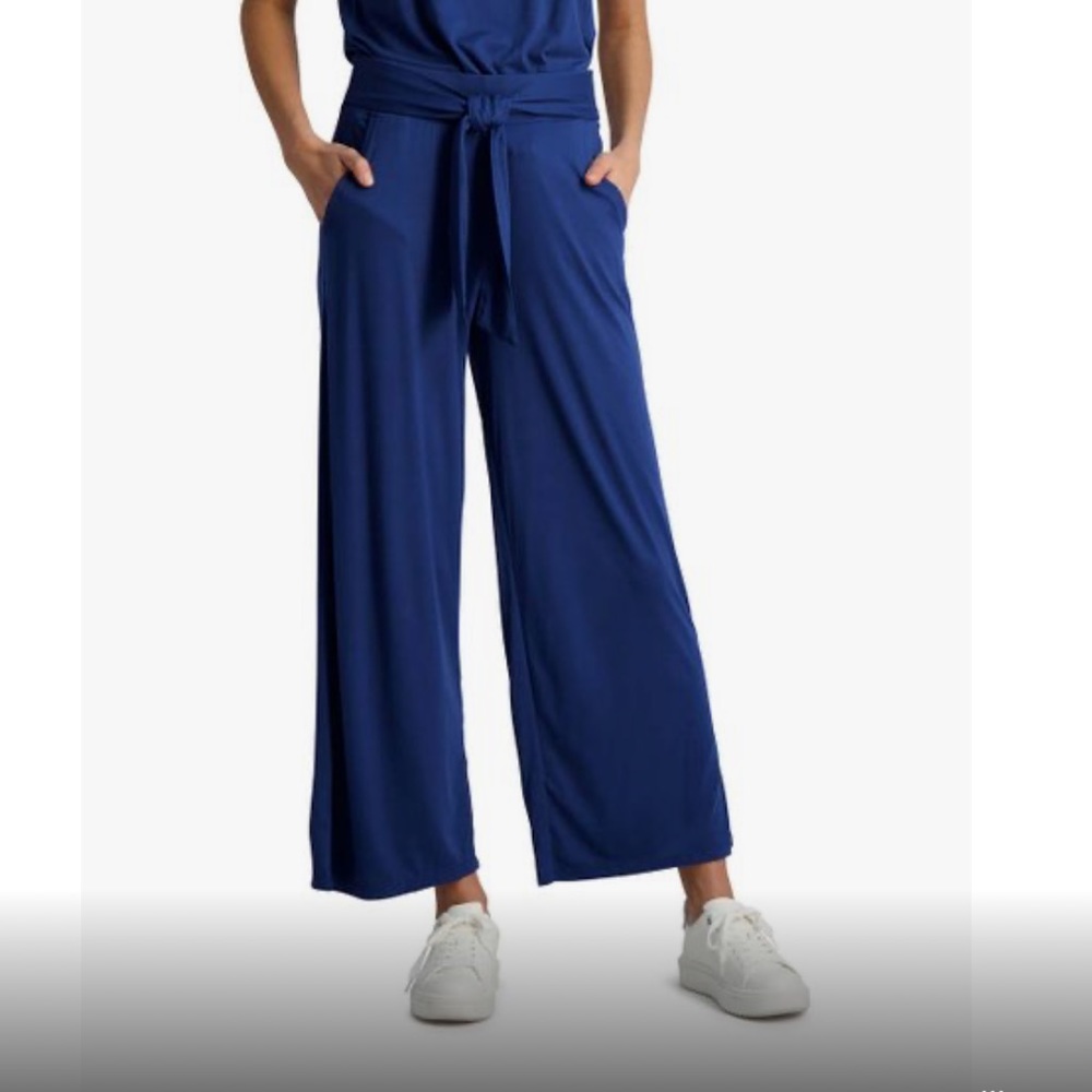 Gaiam estate blue park tie waist wide leg pants size XL